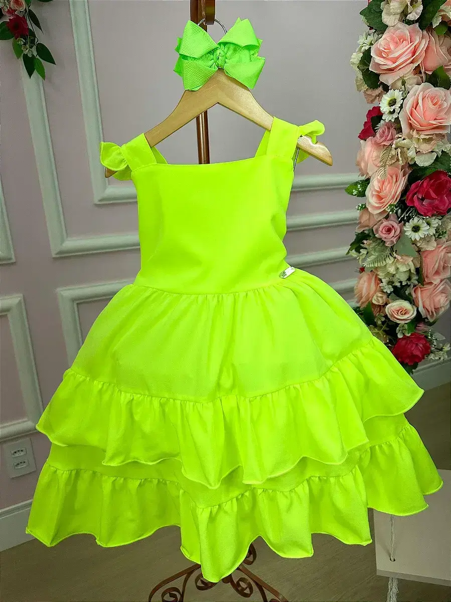 Vestido mariana modinha verde neon
