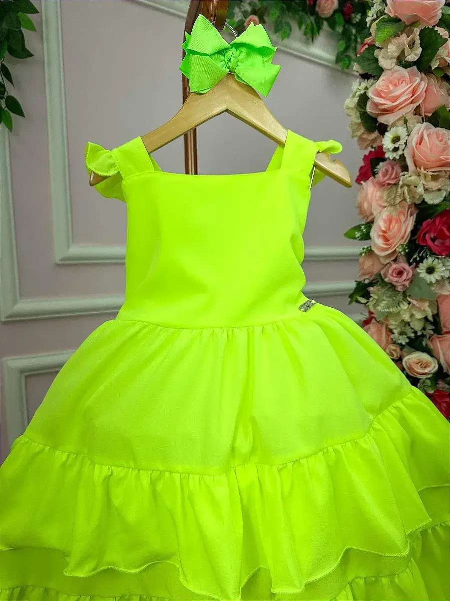 Vestido mariana modinha verde neon, foto 2