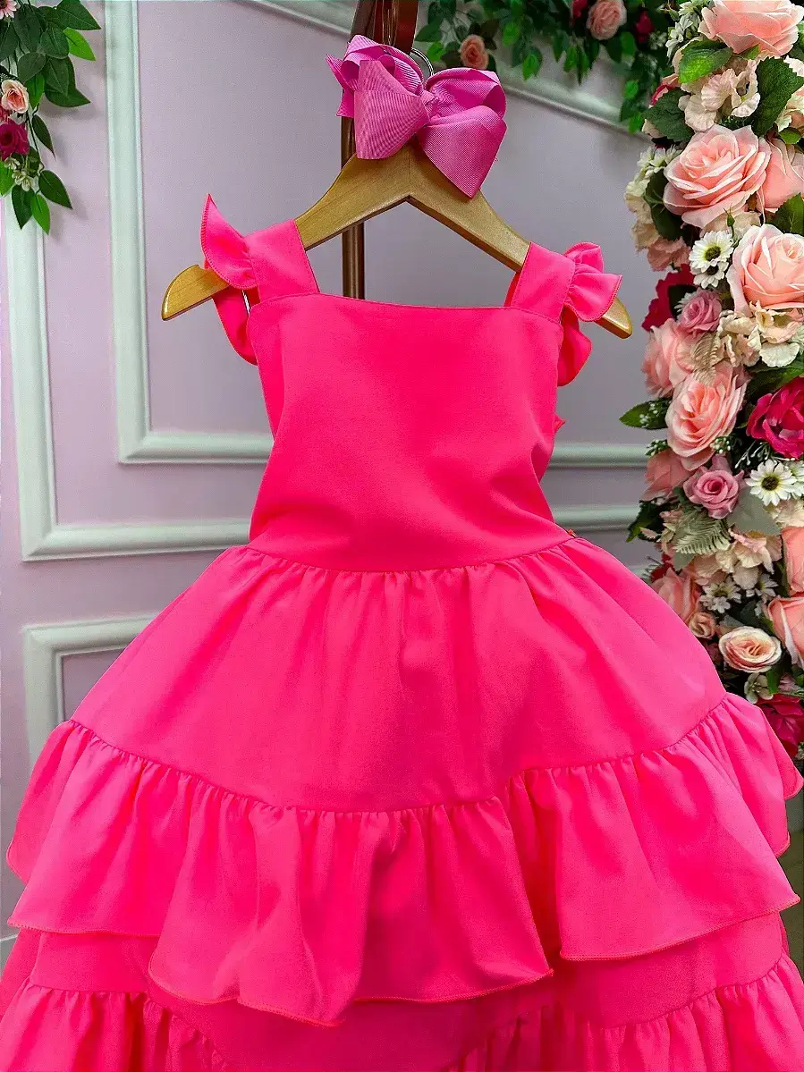 Vestido mariana modinha rosa neon, foto 2