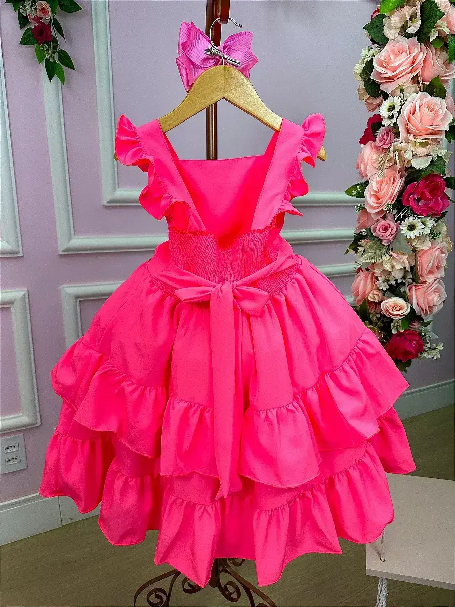 Vestido mariana modinha rosa neon, foto 3