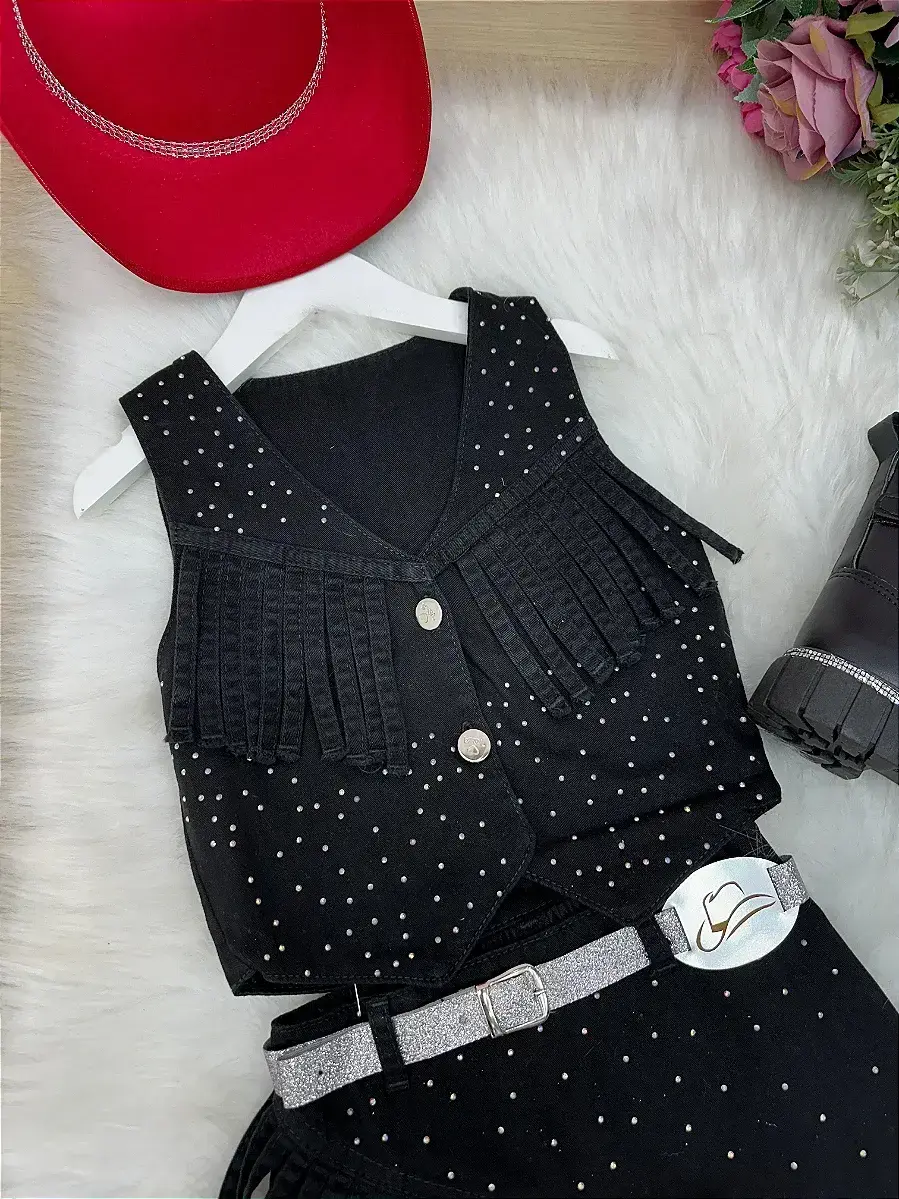 Conjunto Boiadeira maraisa jeans preto, foto 7