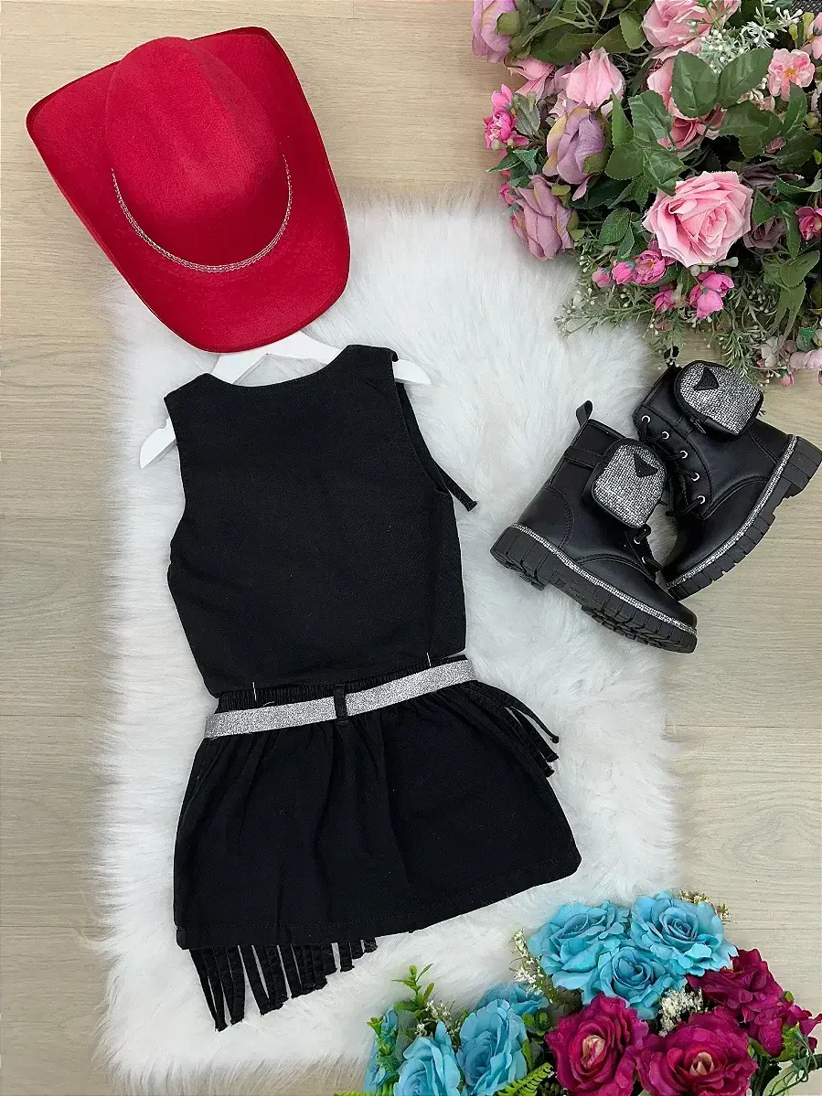 Conjunto Boiadeira maraisa jeans preto, foto 9