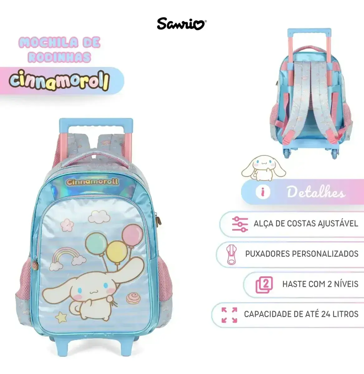 Mochila de rodinhas cinnamoroll, foto 8