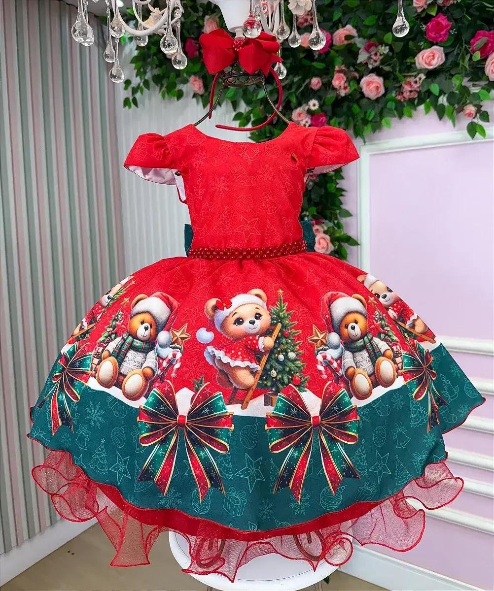Vestido teddy natalino vermelho