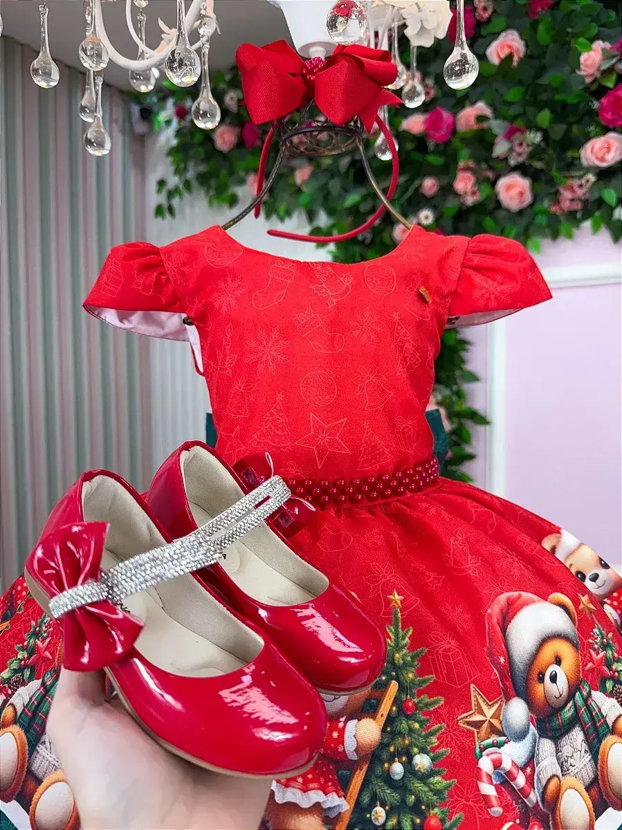 Vestido teddy natalino vermelho, foto 4
