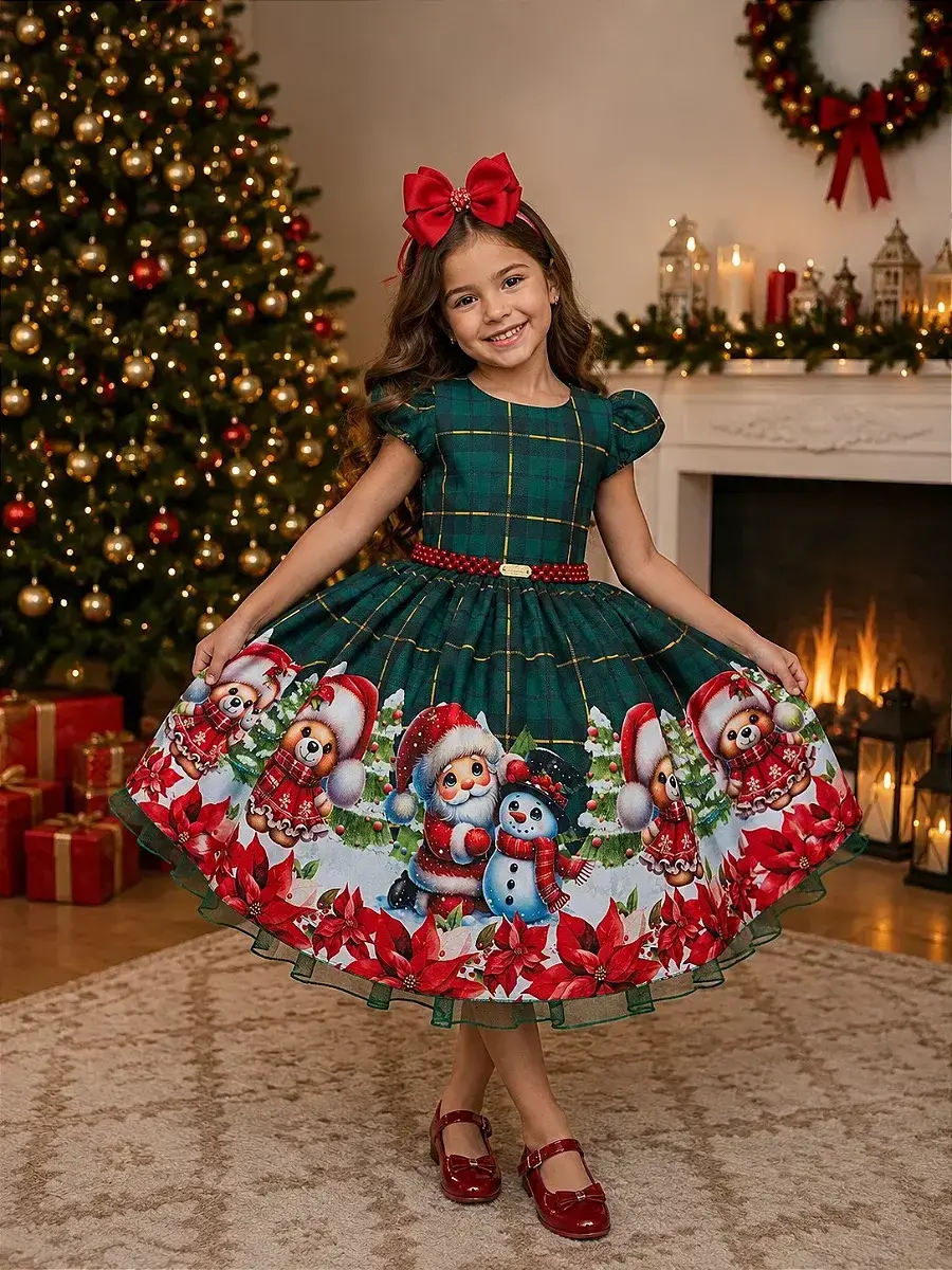 Vestido brilho de neve Natal