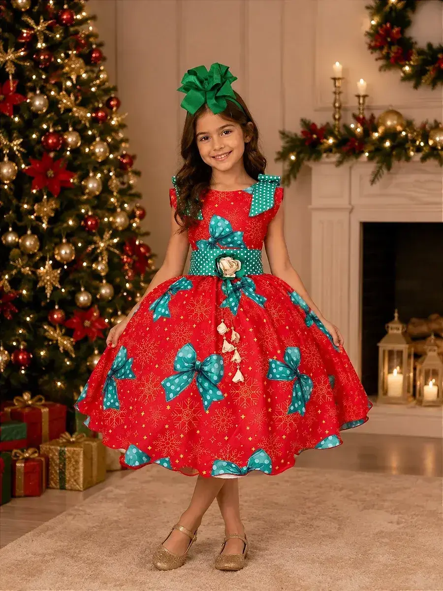 Vestido alegria de Natal vermelho