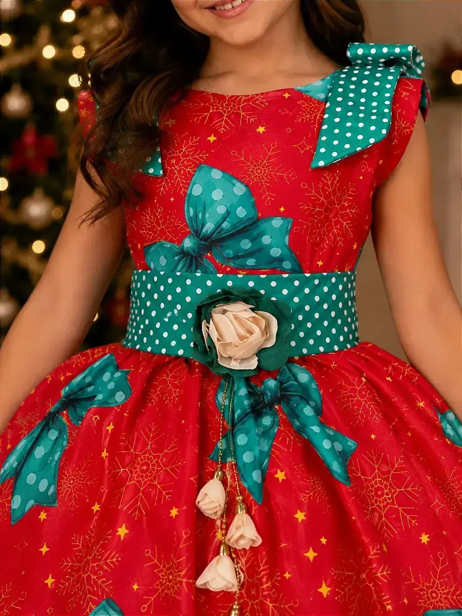 Vestido alegria de Natal vermelho, foto 2