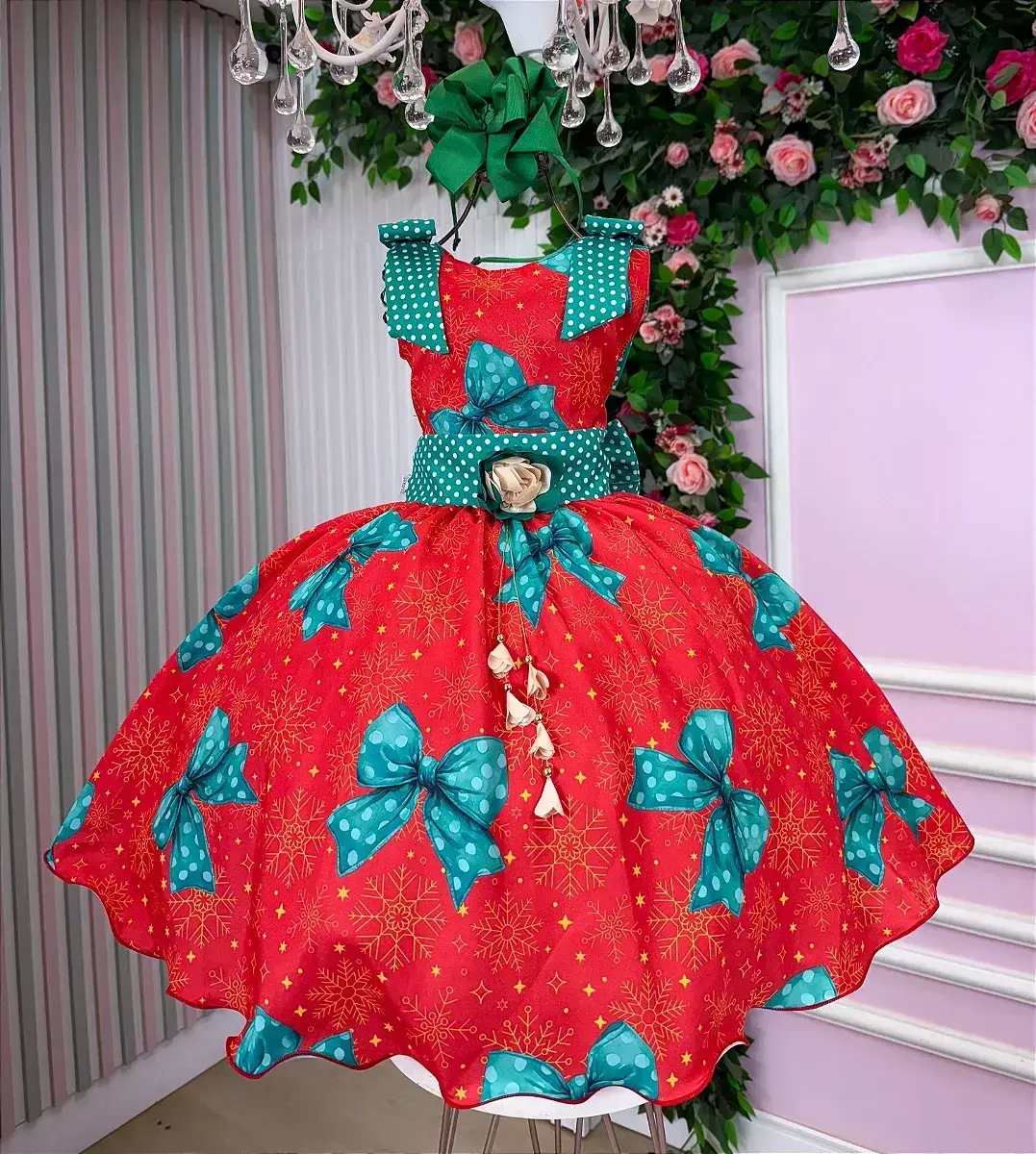 Vestido alegria de Natal vermelho, foto 3