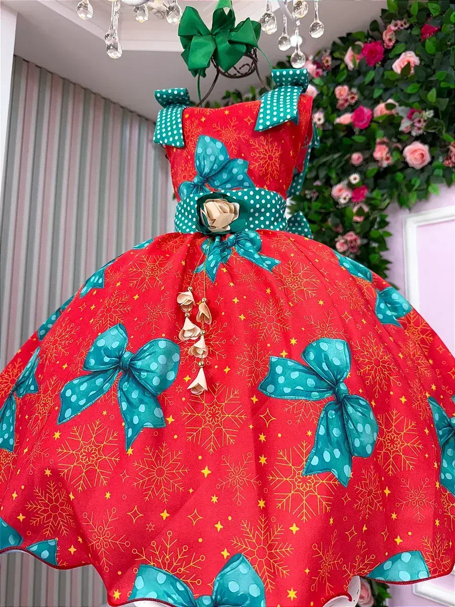 Vestido alegria de Natal vermelho, foto 4