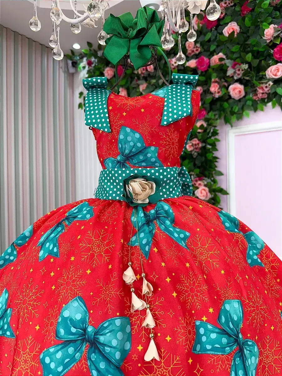 Vestido alegria de Natal vermelho, foto 5