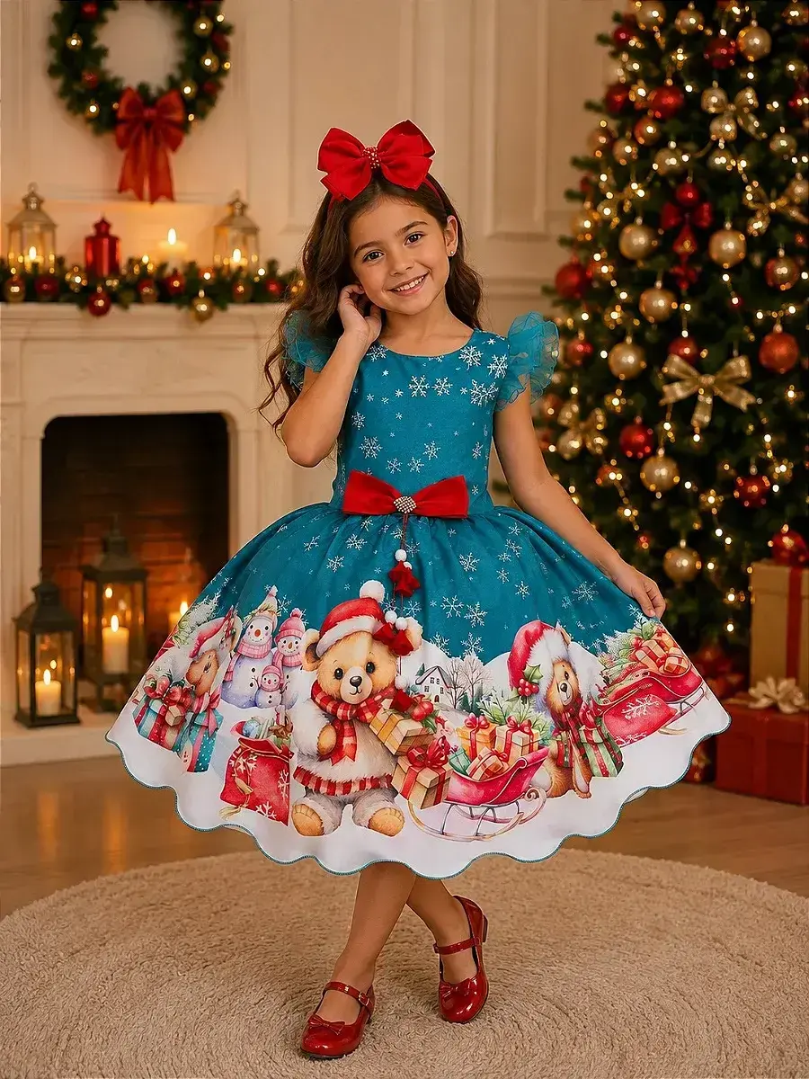 Vestido floco de neve verde Natal
