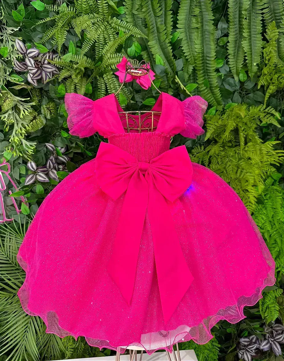 Vestido festa Lilo Stitch pink com led, foto 6