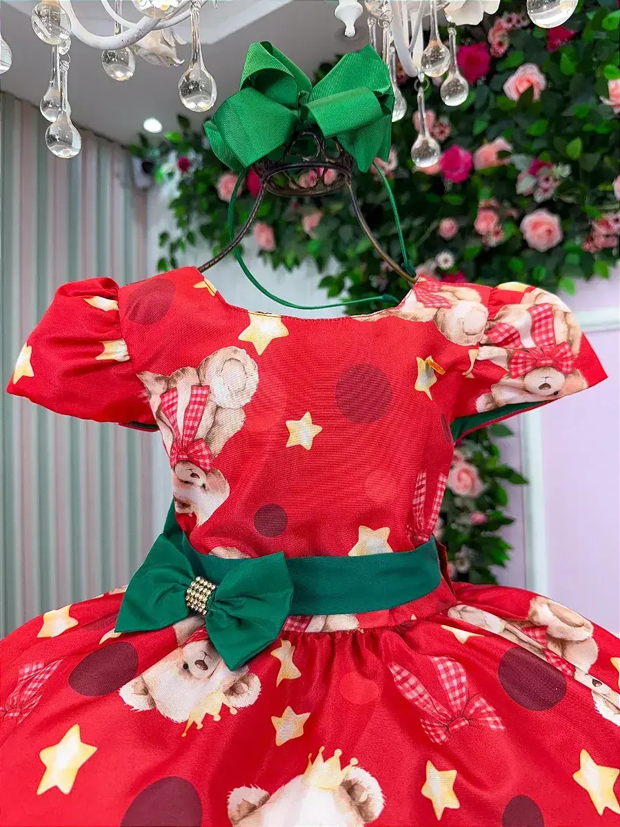 Vestido encanto de Natal vermelho, foto 3