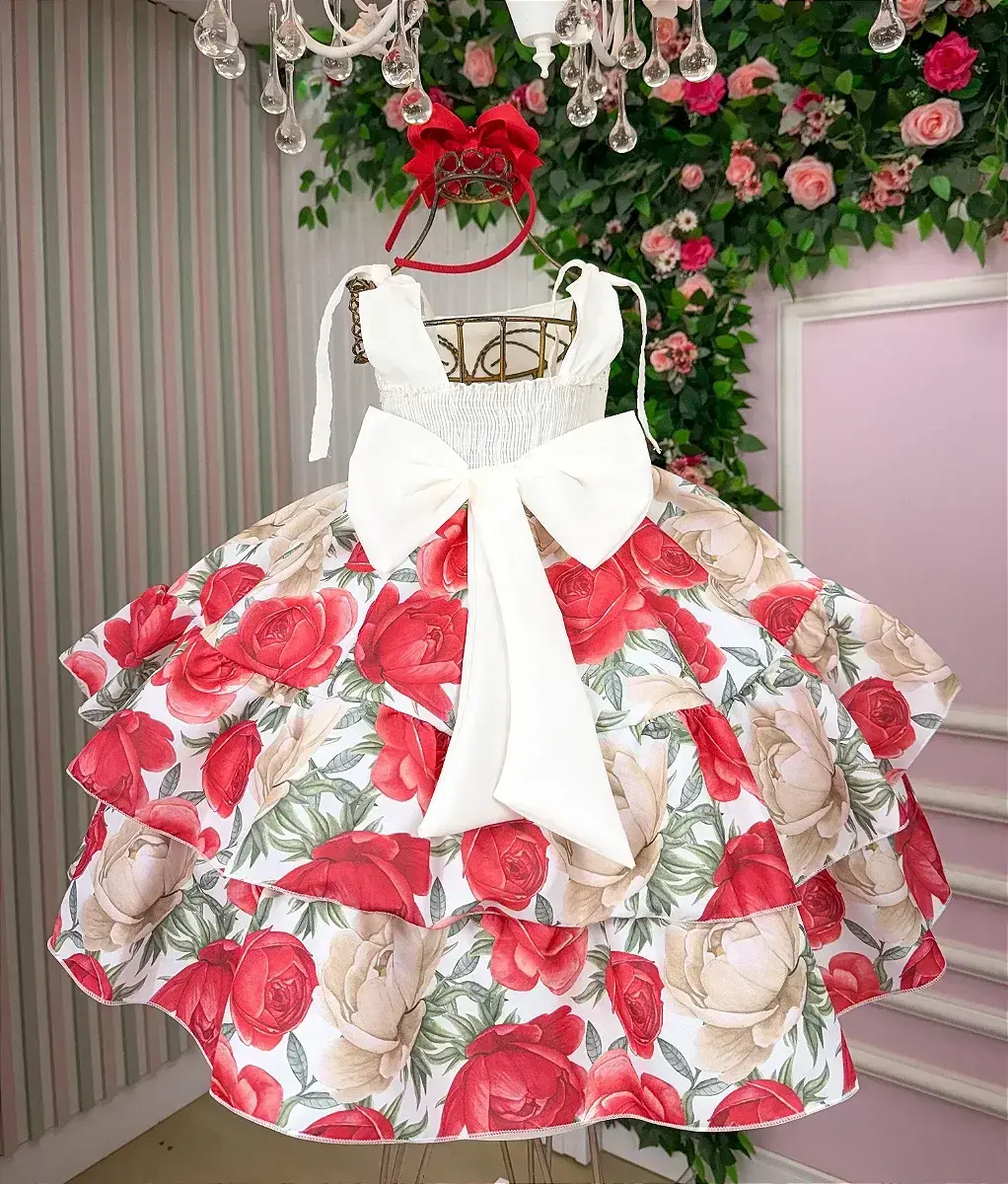 Vestido karine off florido vermelho, foto 3