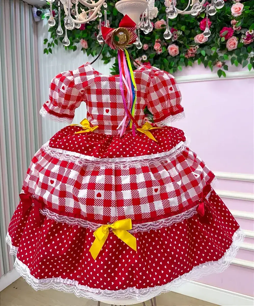 Vestido junino festa beatriz vermelho, foto 3
