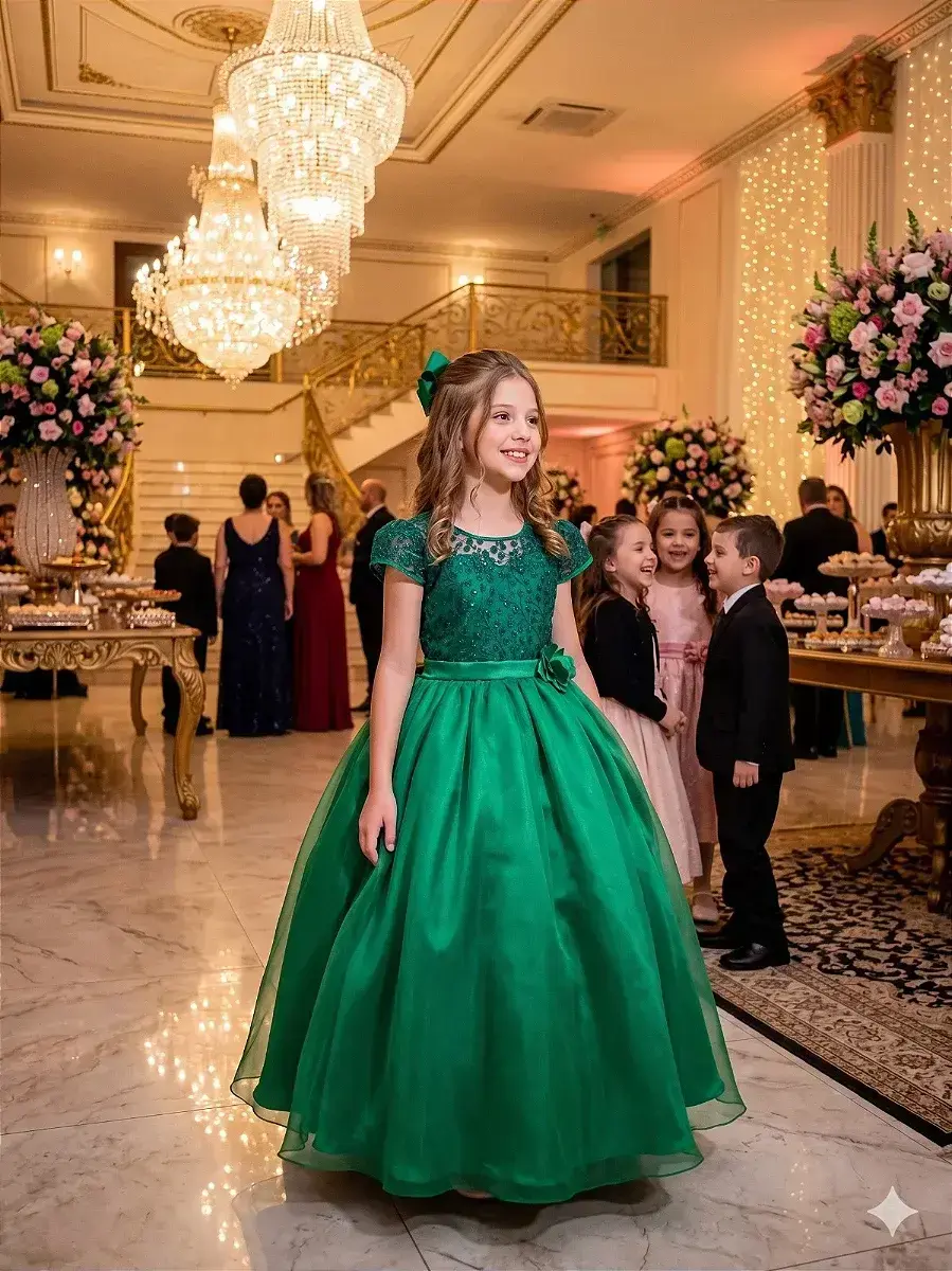Vestido longo carol verde bandeira