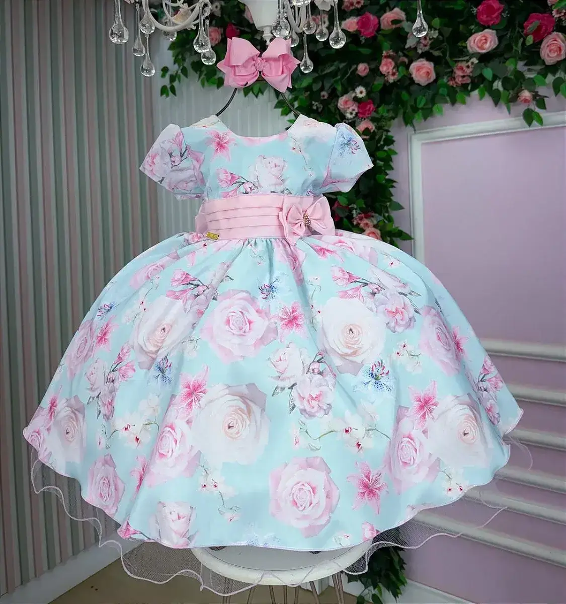 Vestido jardim florido elisa azul