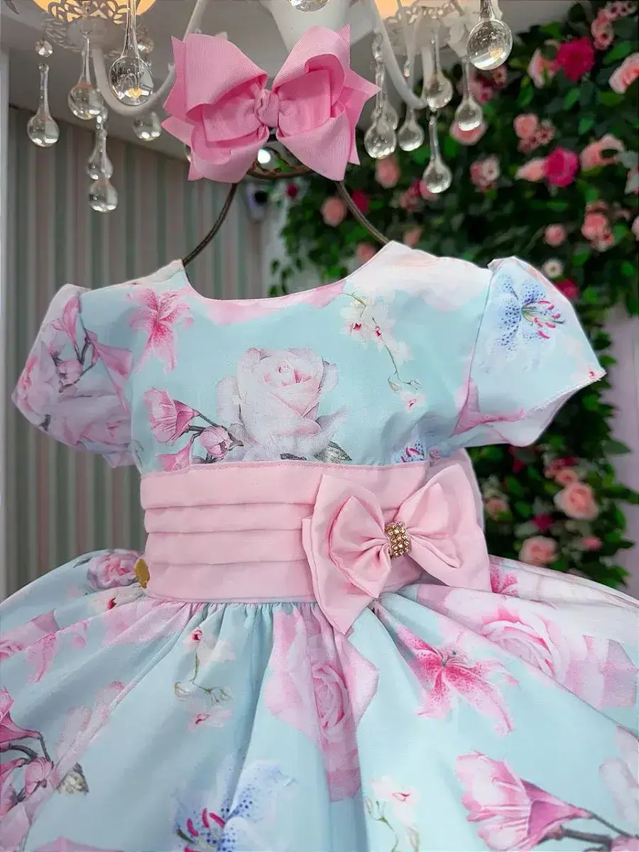 Vestido jardim florido elisa azul, foto 4