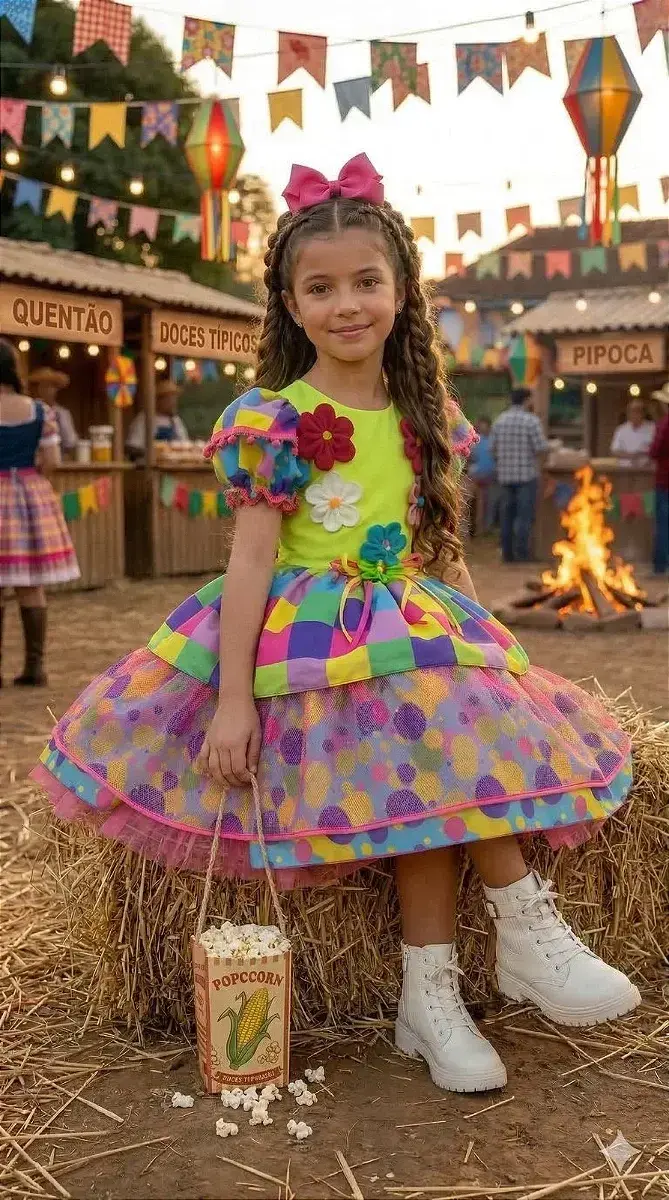 Vestido junino festa arraia da aquarela, foto 3