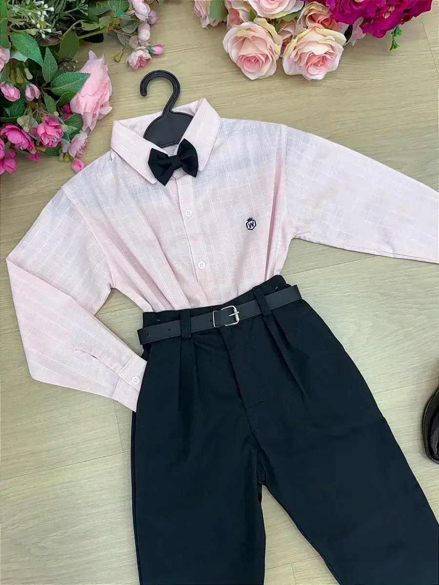 Conjunto social rosa calça preta, foto 5