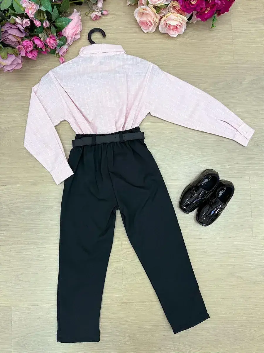Conjunto social rosa calça preta, foto 6