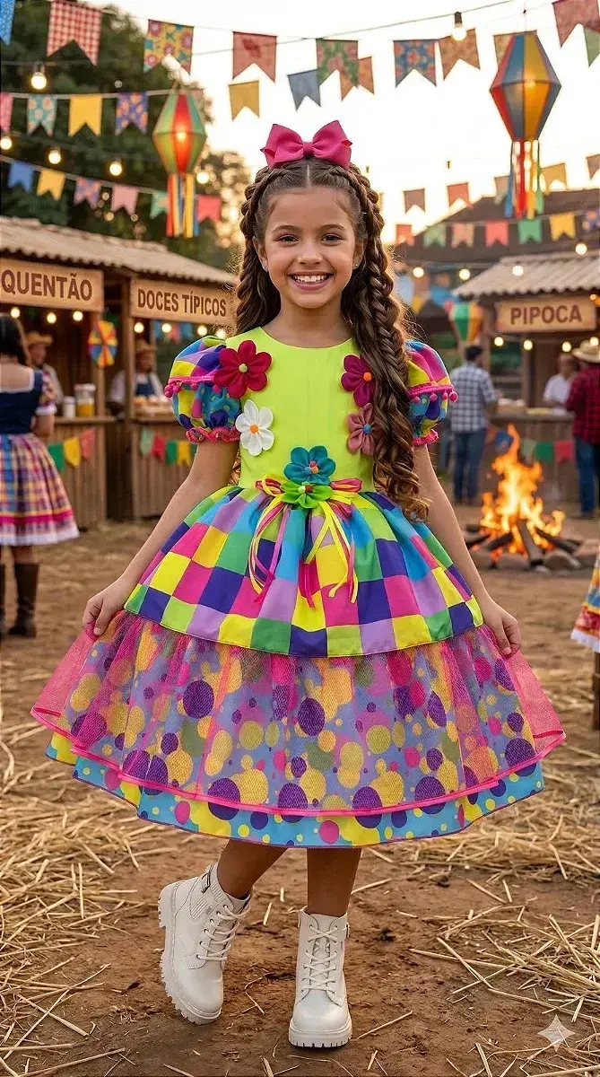 Vestido junino festa arraia da aquarela