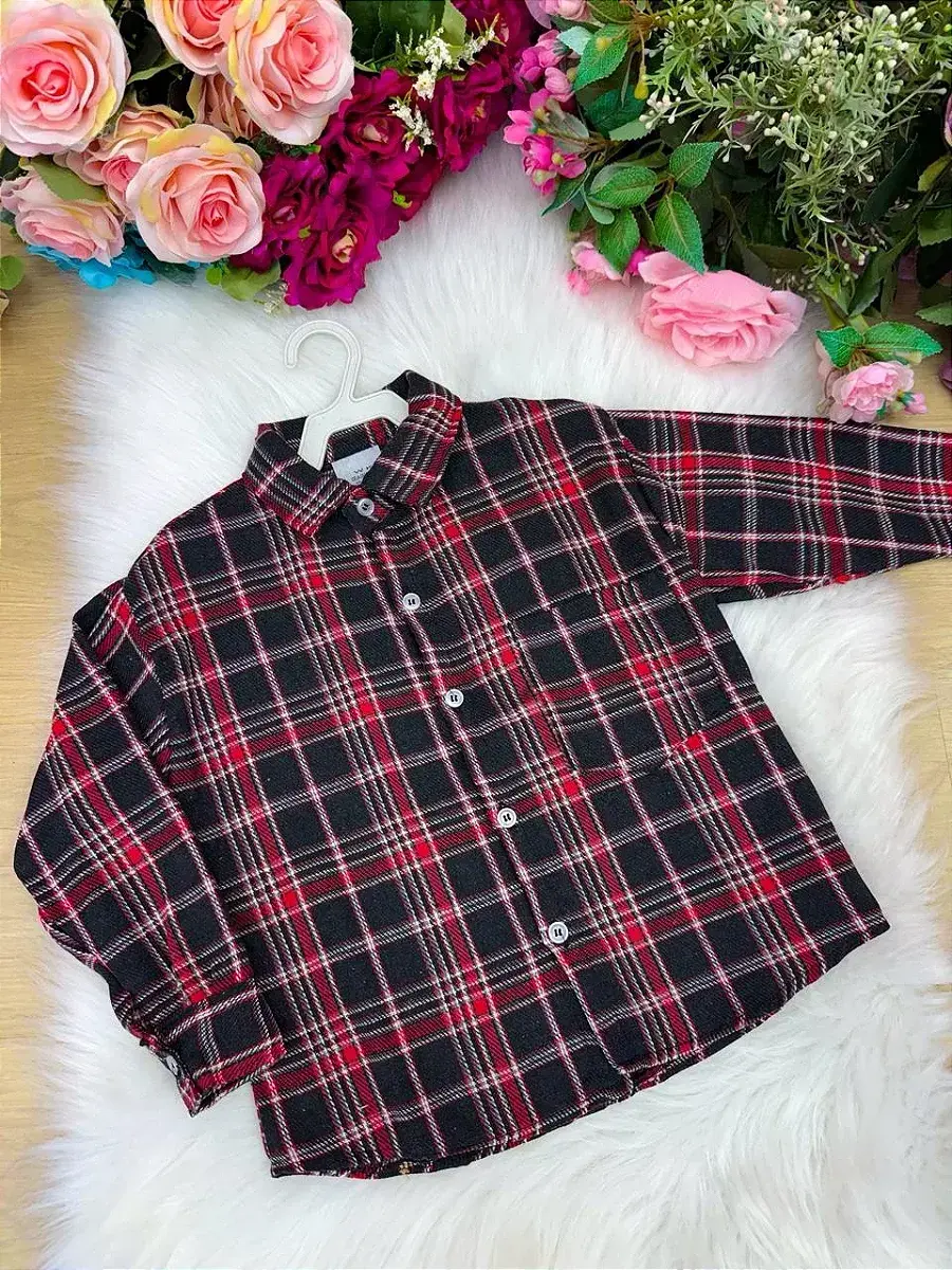 Camisa flanelado xadrez junina bento preto, foto 5