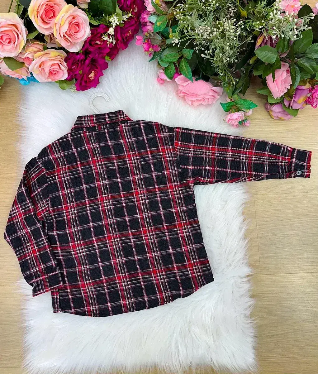 Camisa flanelado xadrez junina bento preto, foto 6