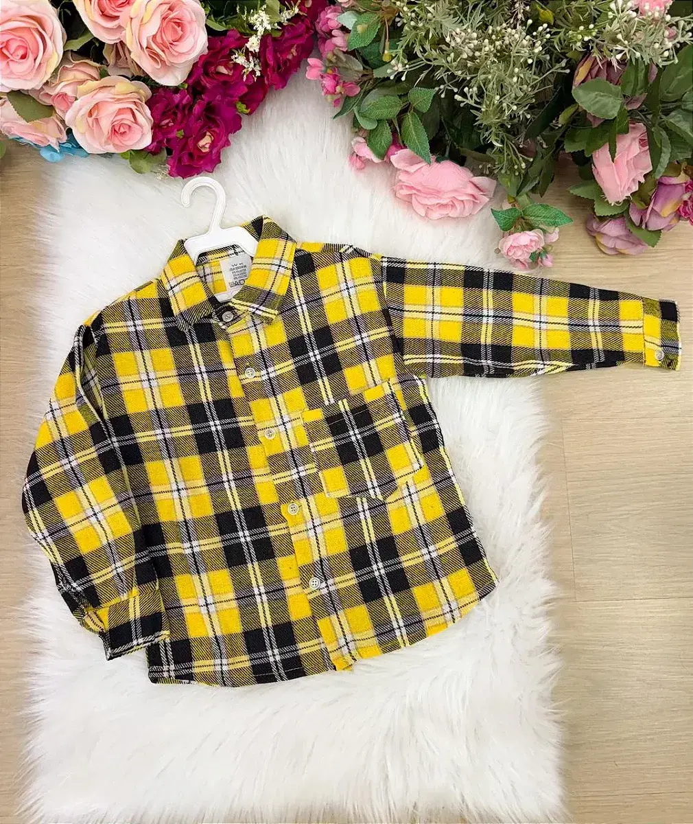 Camisa flanelada xadrez junina rian amarelo, foto 4