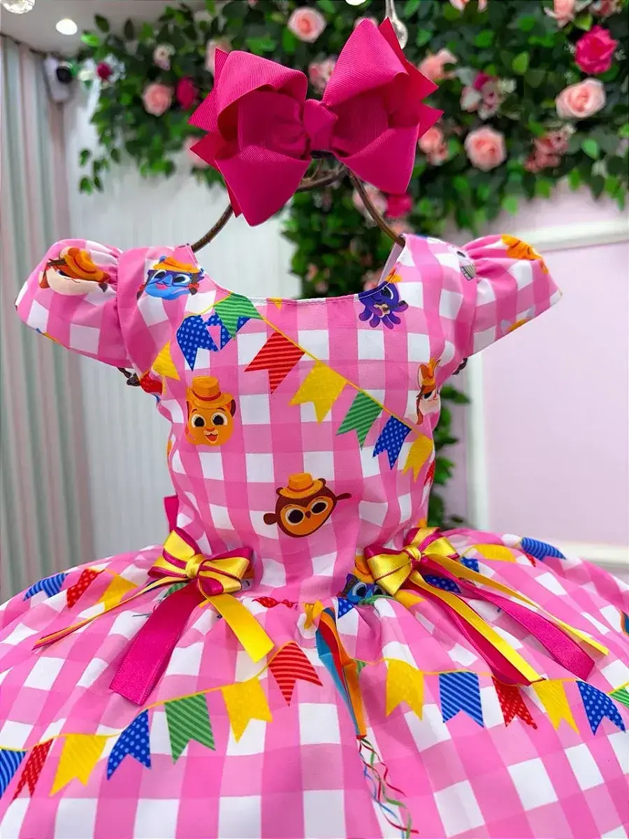 Vestido junino festa bolo fofo rosa, foto 4