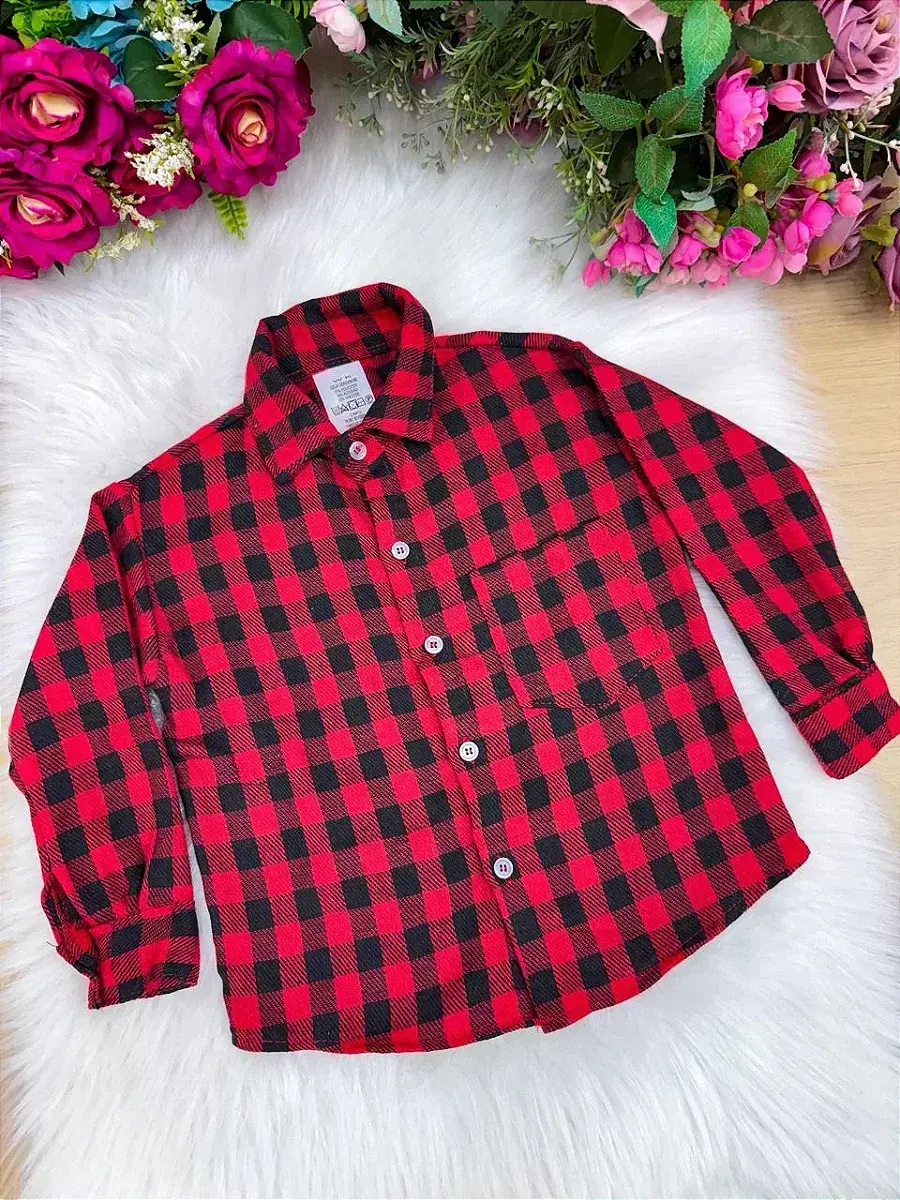 Camisa flanelada xadrez junina jason vermelho, foto 3