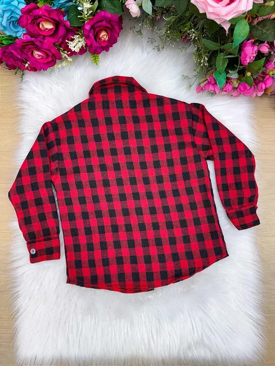 Camisa flanelada xadrez junina jason vermelho, foto 4