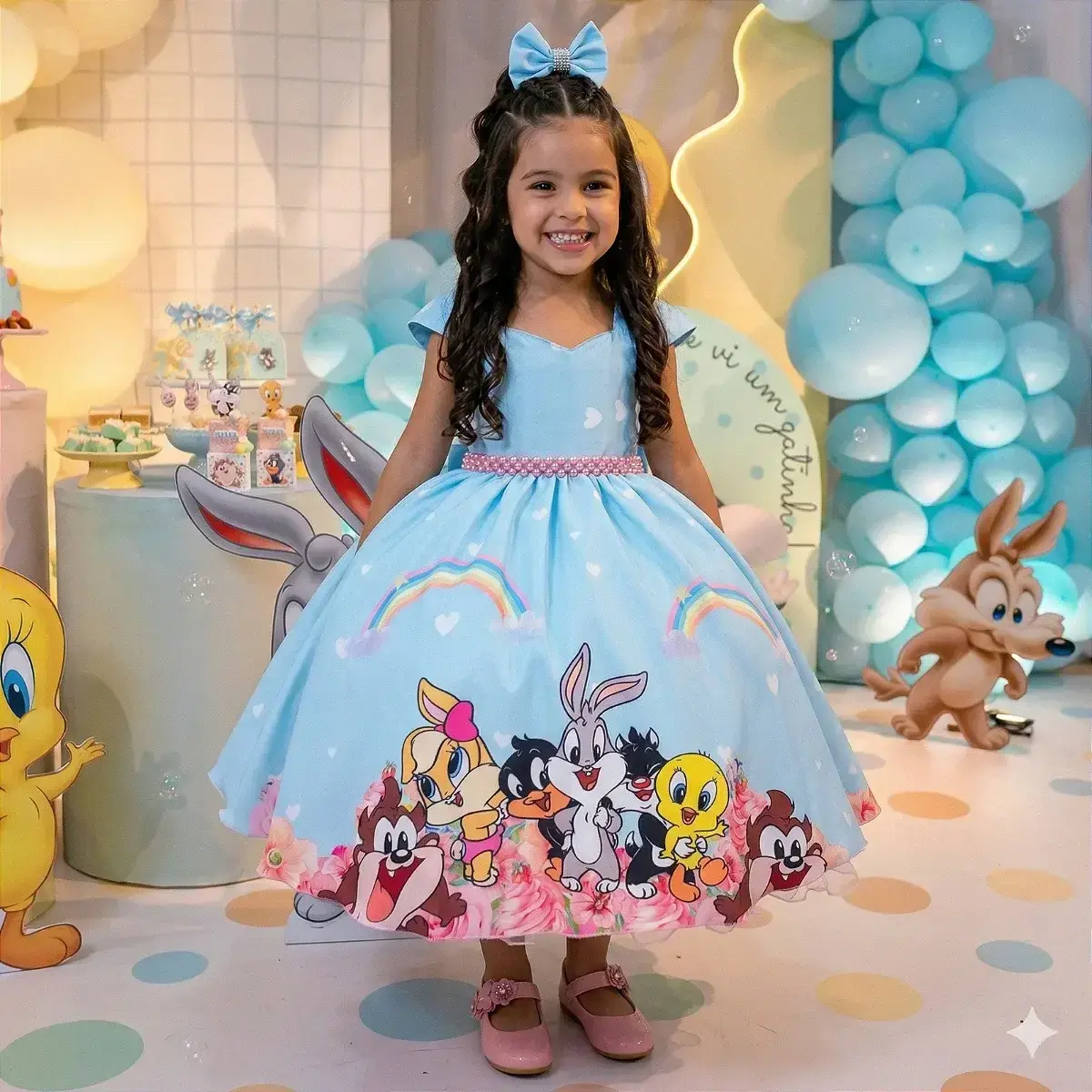 Vestido looney tunes baby azul