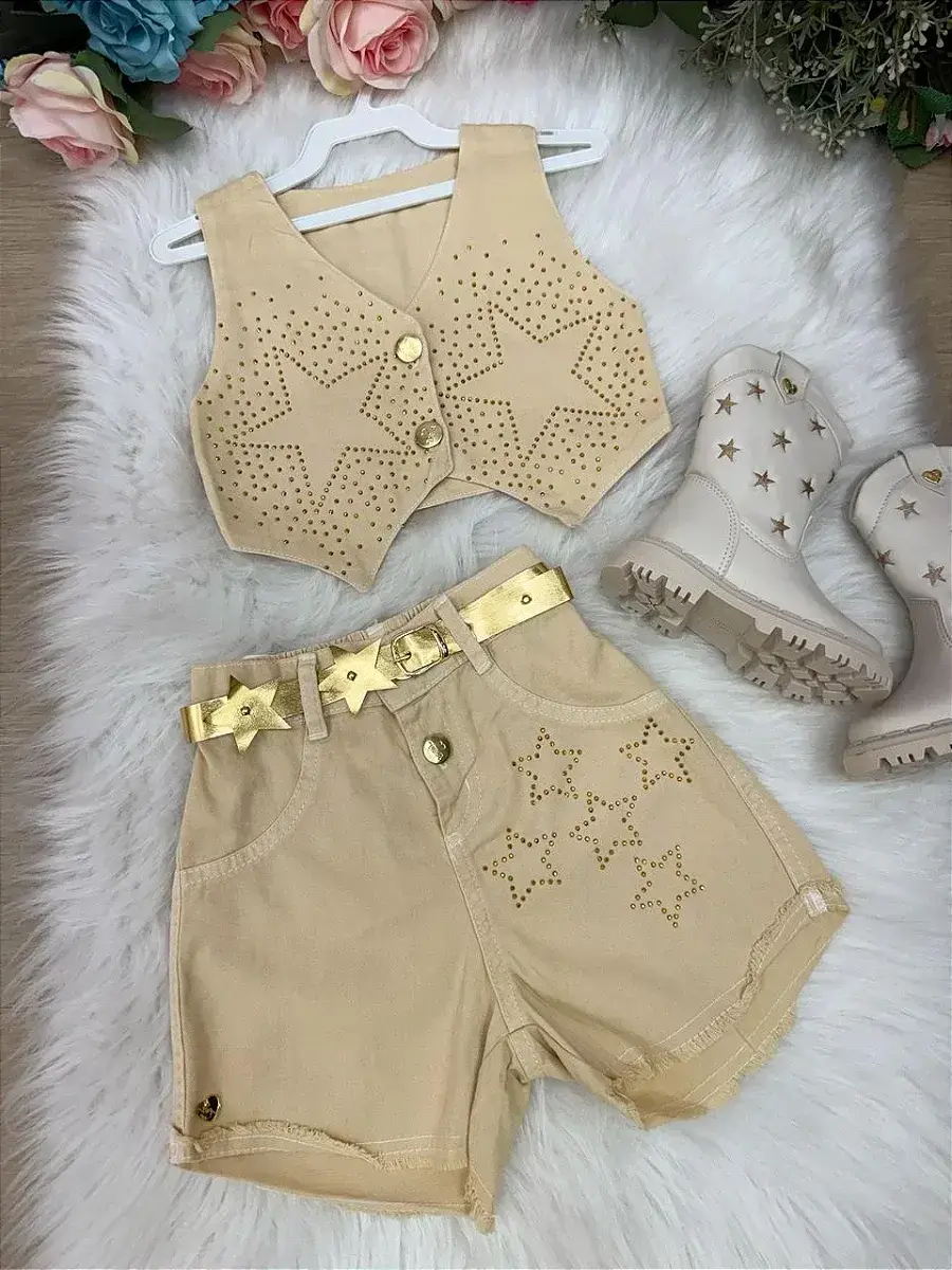 Conjunto Boiadeira estrelada dourado, foto 5