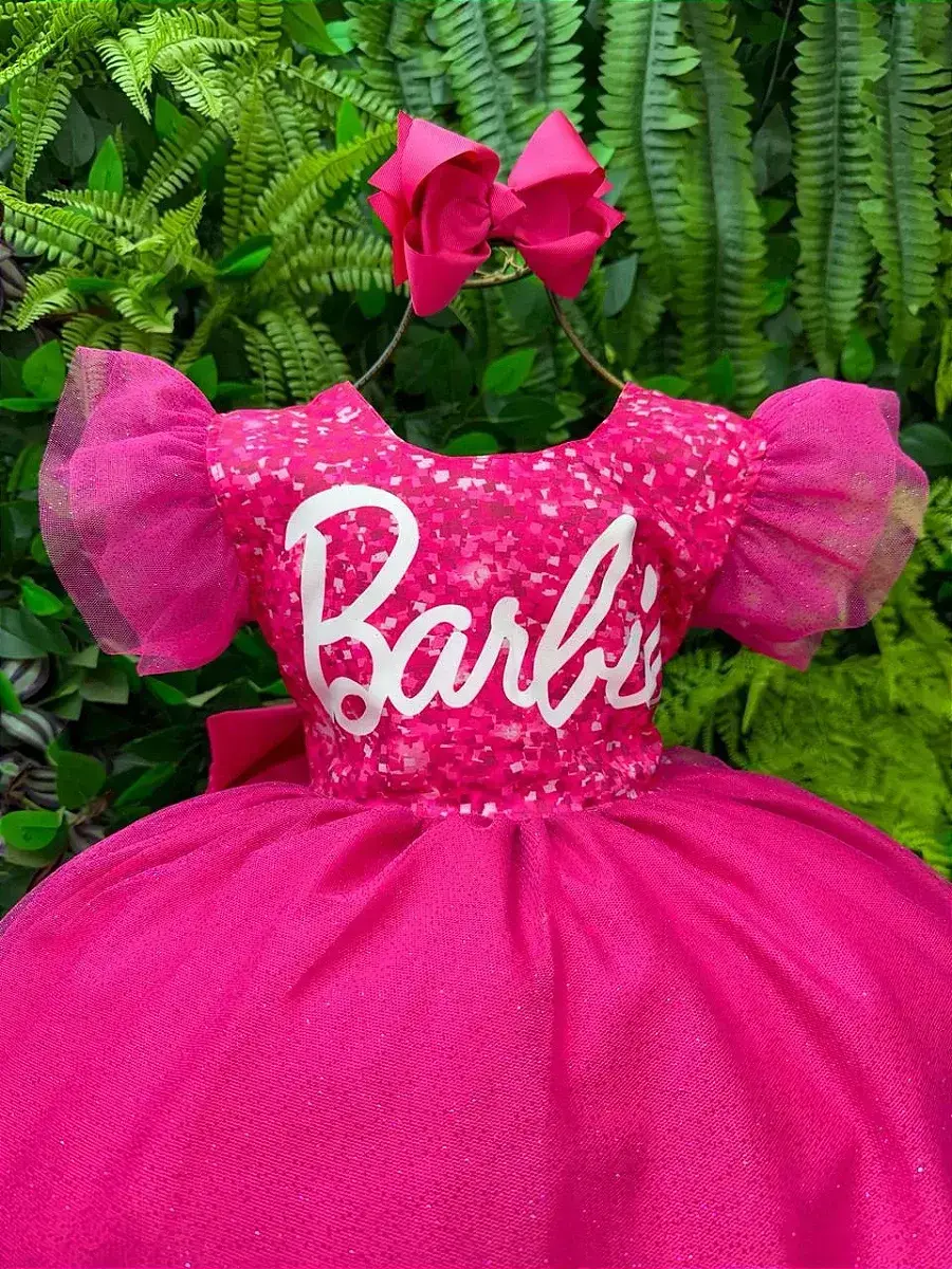 Vestido Barbie luxinho pink com led, foto 7