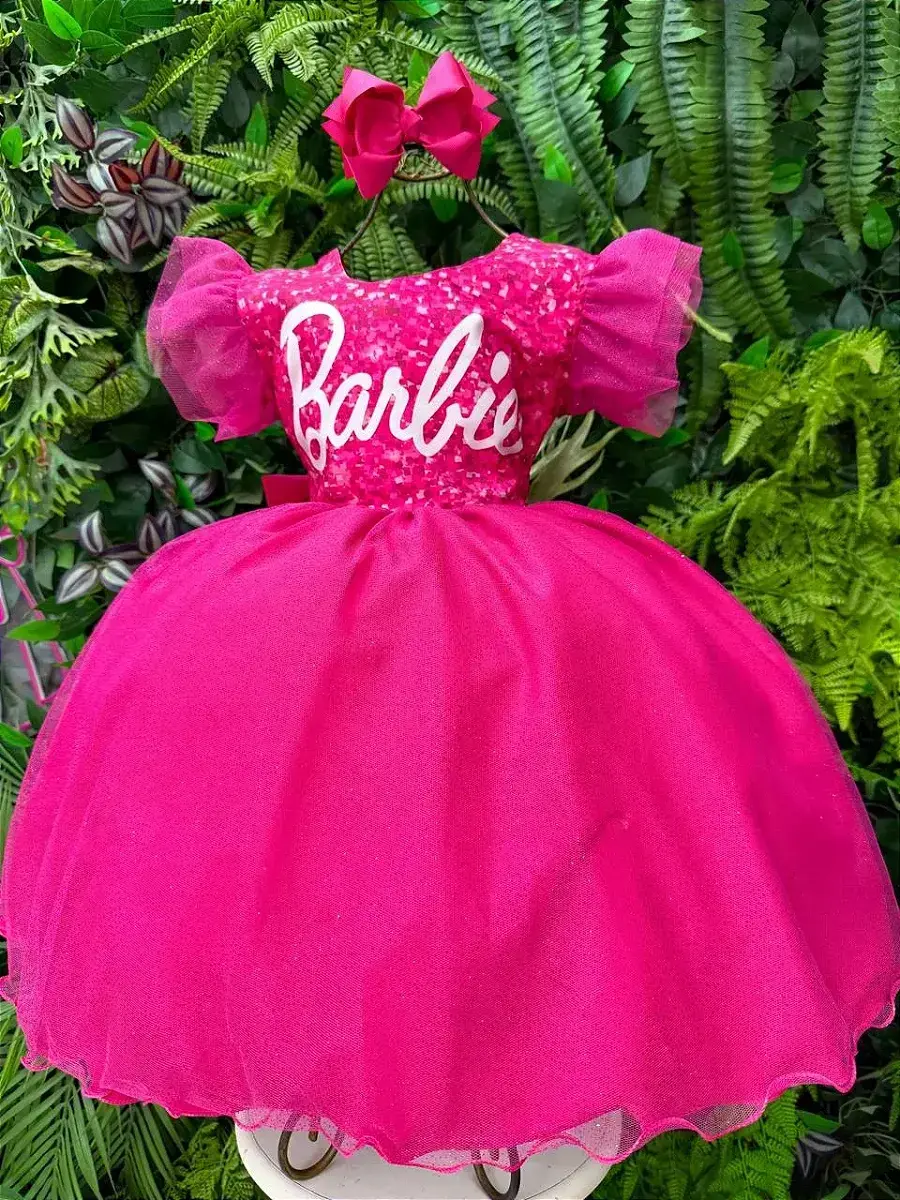 Vestido Barbie luxinho pink com led, foto 8