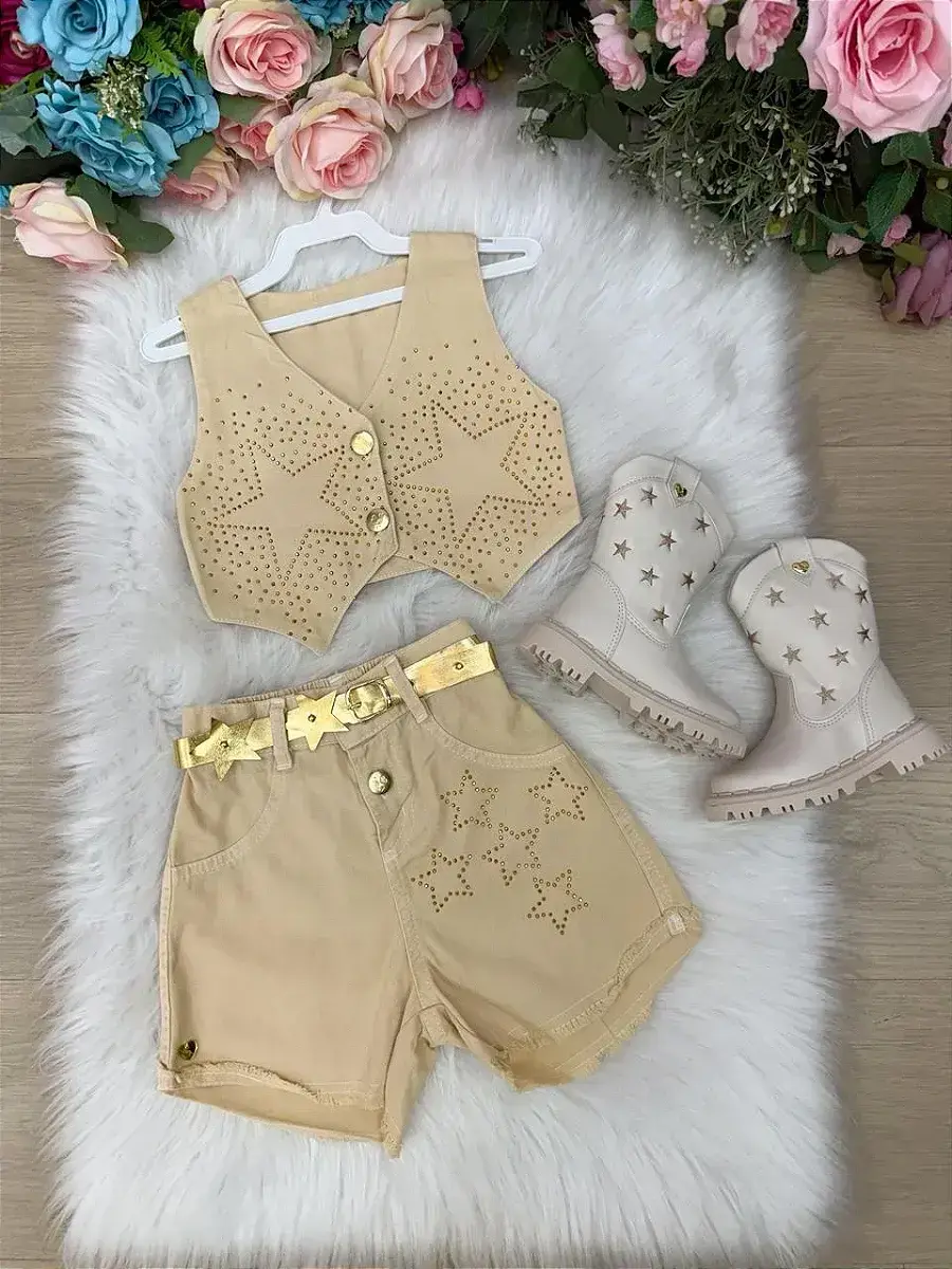 Conjunto Boiadeira estrelada dourado, foto 4
