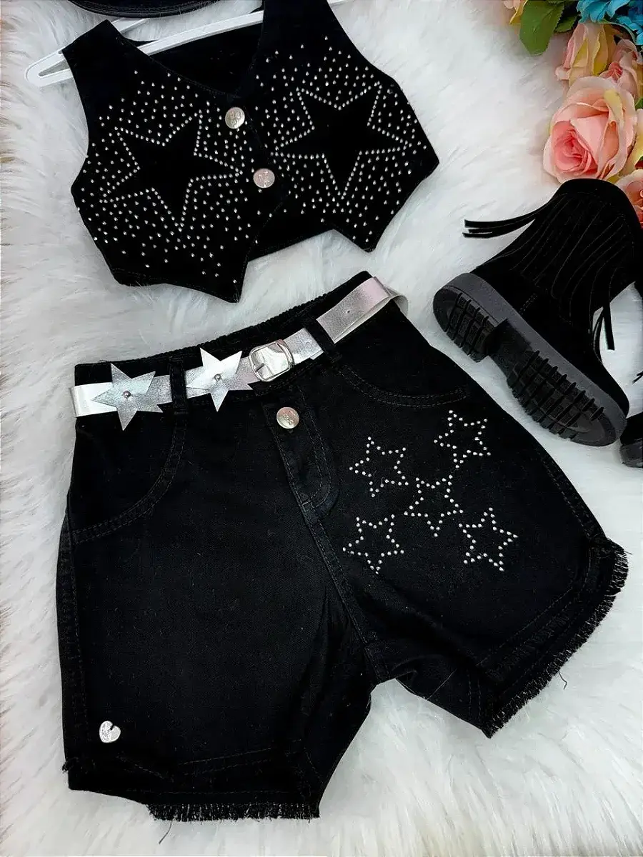 Conjunto Boiadeira estrelada preto, foto 6