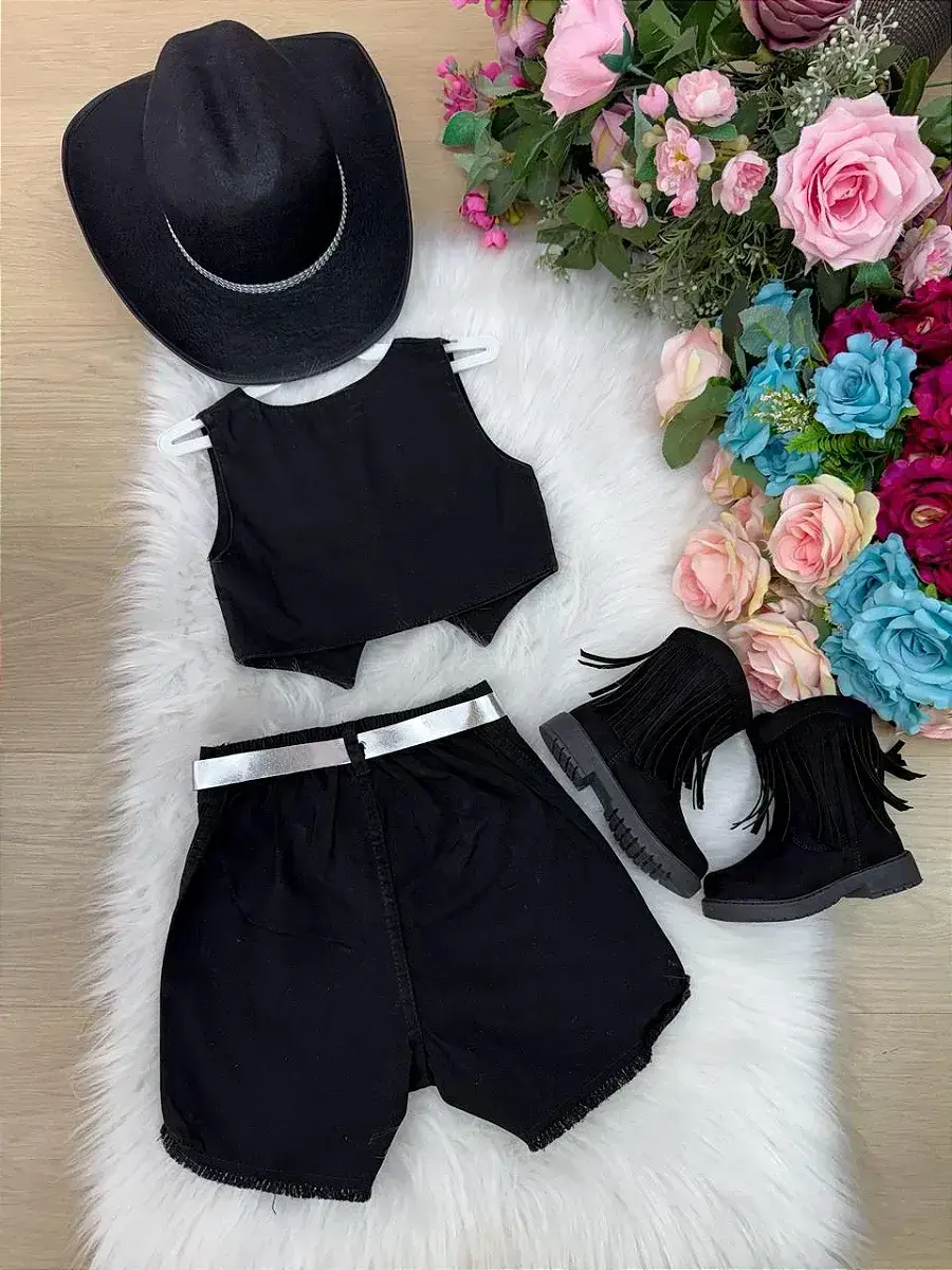Conjunto Boiadeira estrelada preto, foto 7