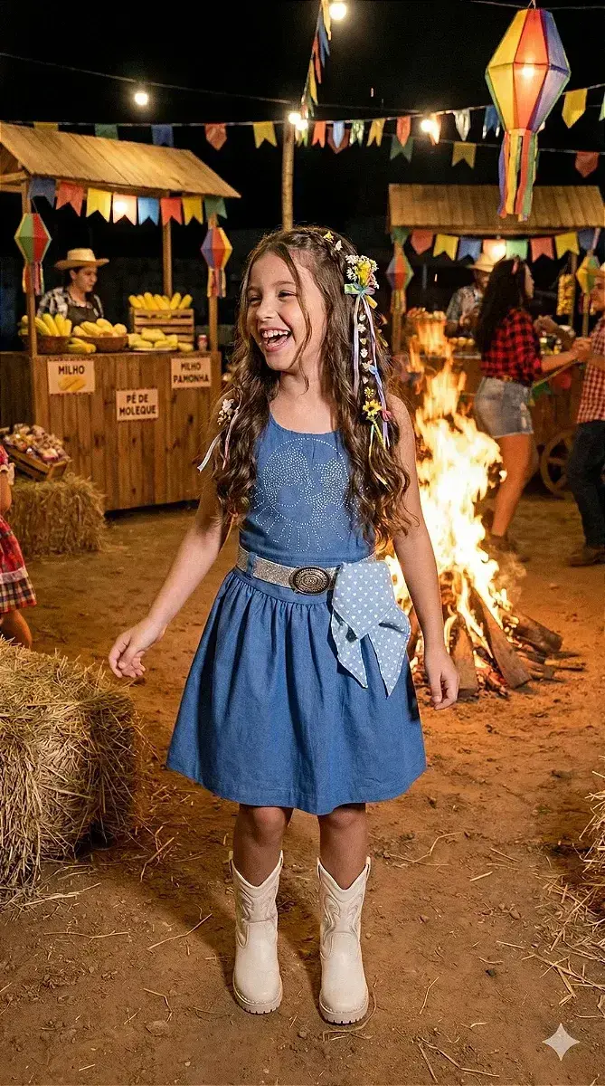 Vestido Boiadeira do sertão jeans