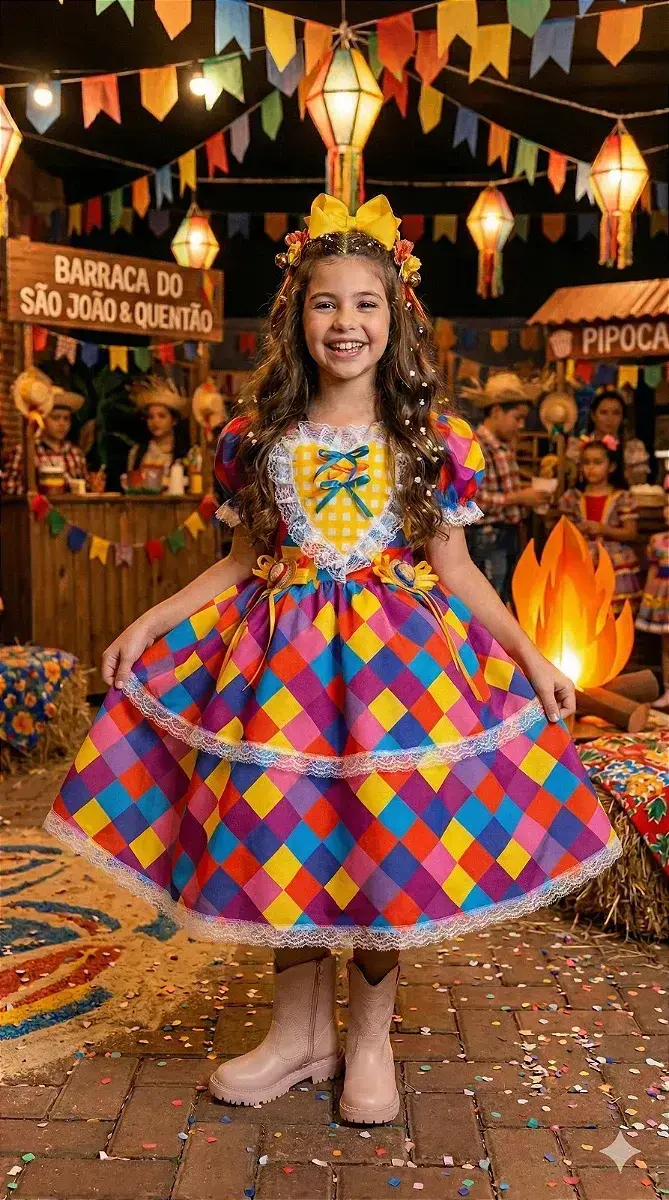 Vestido junino coração caipira