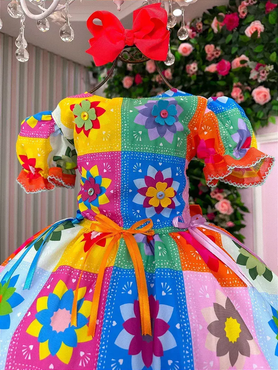 Vestido junino festa elegante laranja, foto 5