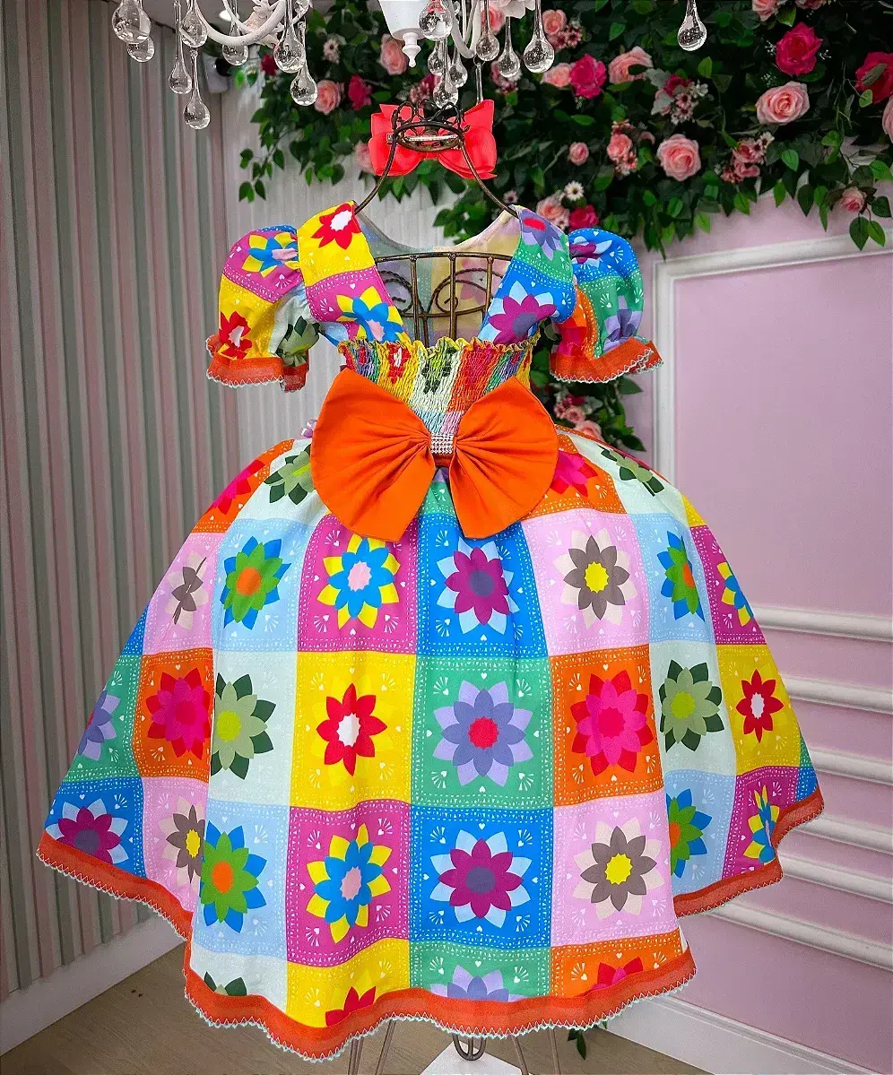 Vestido junino festa elegante laranja, foto 4
