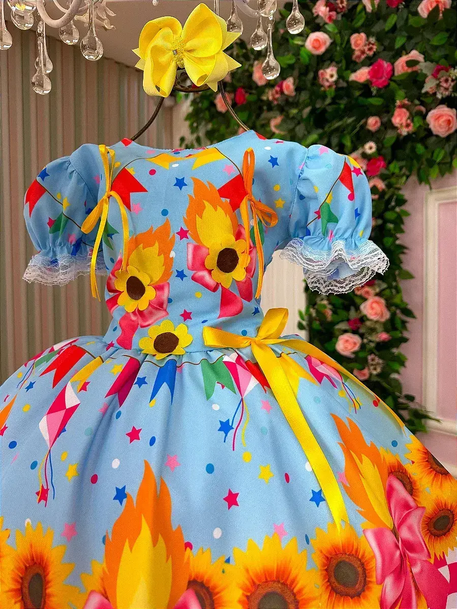 Vestido junino festa quadrilha das estrelas azul, foto 4