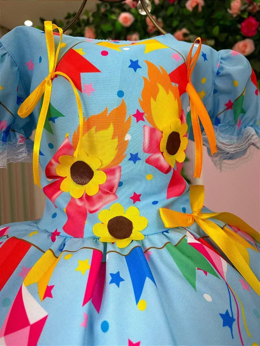 Vestido junino festa quadrilha das estrelas azul, foto 5