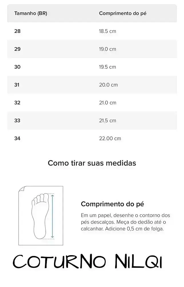 Guia de tamanhos
