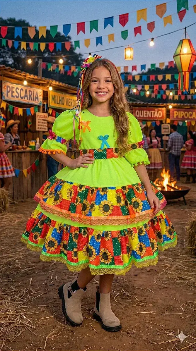 Vestido junino festa roça animada