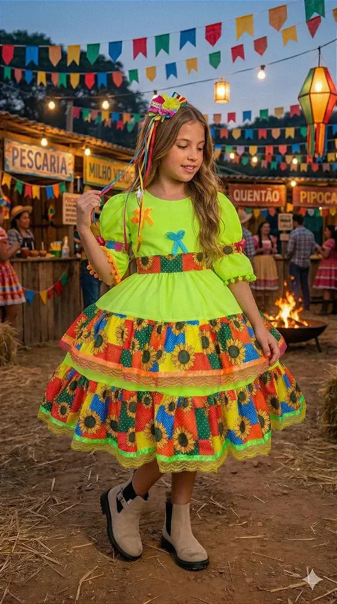 Vestido junino festa roça animada, foto 3