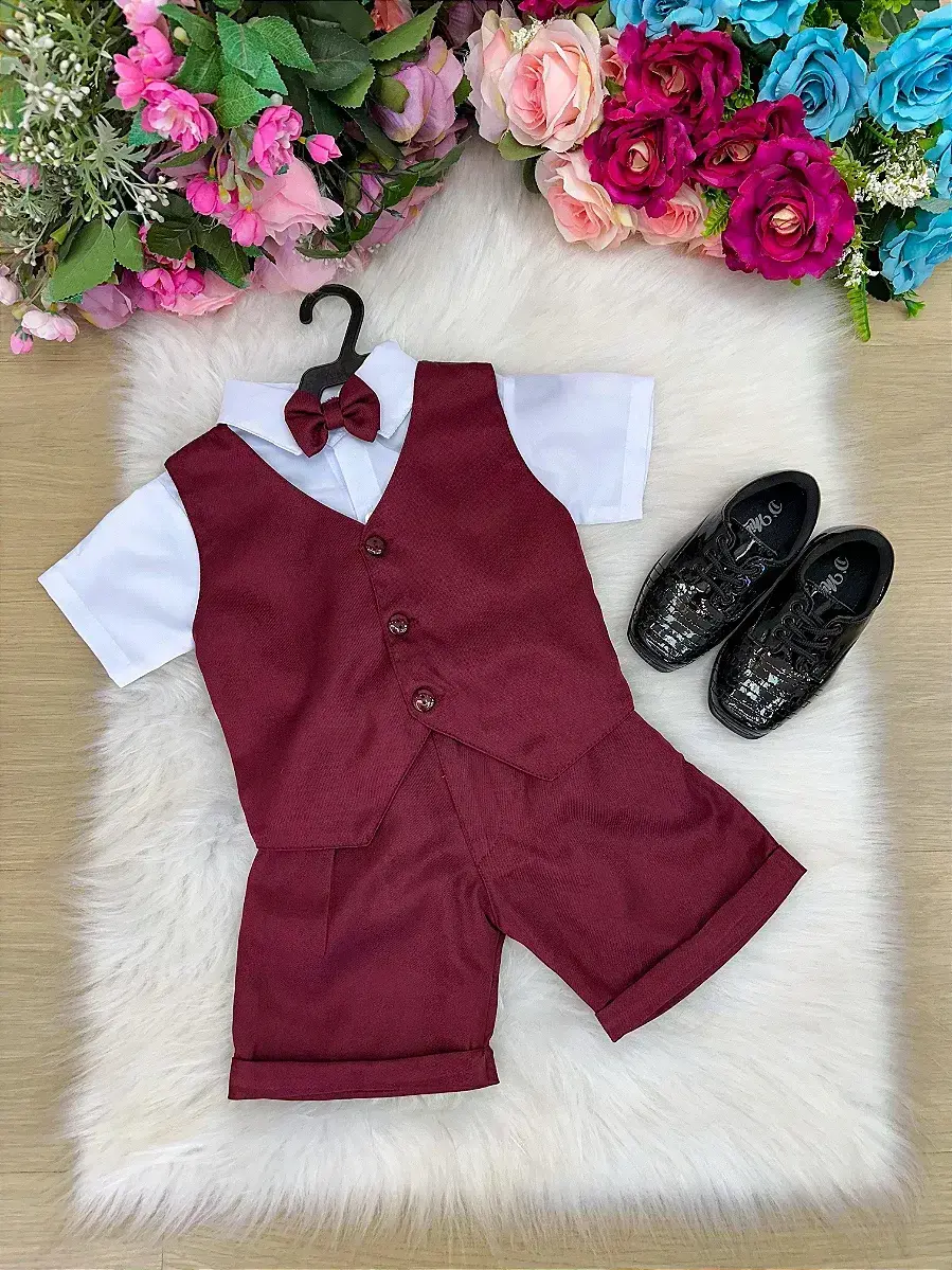 Conjunto social leandro colete marsala